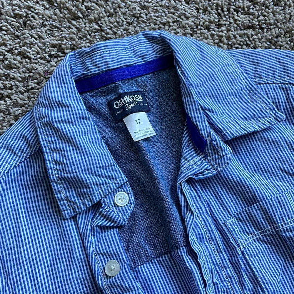 Blue/white striped button down. - Picture 2 of 3